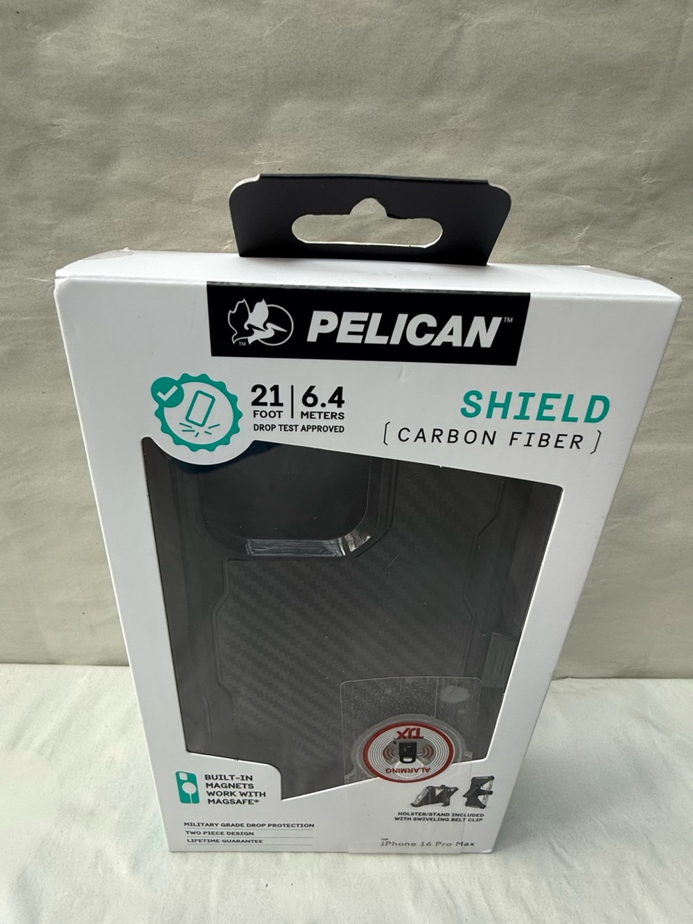 Pelican Shield - Carbon Fiber Case for (iPhone 16 Pro Max) - Black - New box